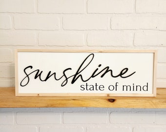 Sunshine State of Mind Sign, Signs For Summer, Summer Home Decor, Summertime Decorations, Farmhouse Sign, Summer Wood Sign, Home Decor