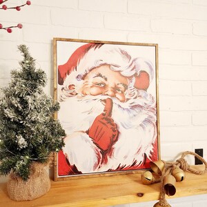 Secret Santa Print, Framed Canvas Print, Christmas Wall Art, Christmas Mantel Decor, Christmas Sign, Framed Art, Vintage Santa