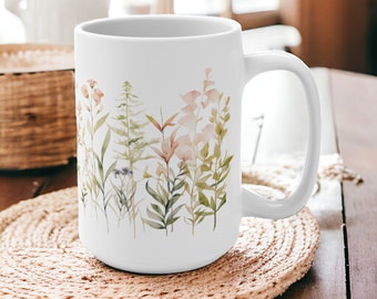 Pressed Flowers Mug, Botanical Tea Mug, Cottagecore Mug, Flower Mug, Tea Lover Gift, Gift For Her, Valentine's Day Gift, Boho Mug