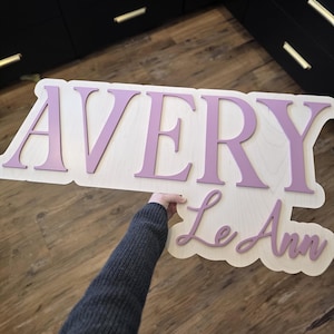 Large Wood Name Sign For Nursery, Wood Nursery Name Sign, Layered Name Sign, Custom Name Sign For Boy Or Girl, Cutout Name Sign