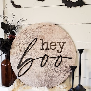 Hey Boo Door Hanger, Halloween Door Sign, Modern Farmhouse Decor, Fall Decor, Halloween Sign, Front Porch Decor, Spooky Season