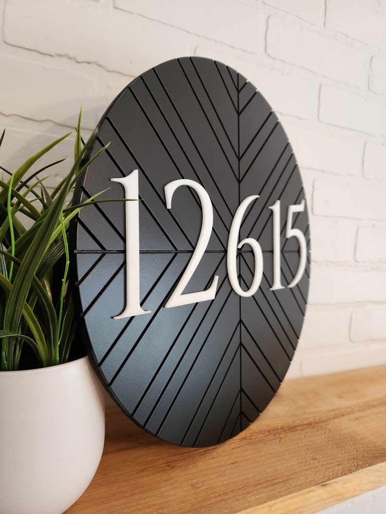 Round Address Sign, Geometric Address Sign, Round House Numbers, Modern Address Plaque, Custom Address Sign, House Number Plaque Bild 2