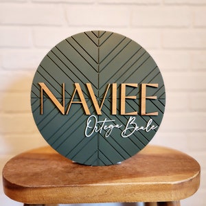 Mid-Century Modern Nursery Name Sign: Carved Wooden Decor