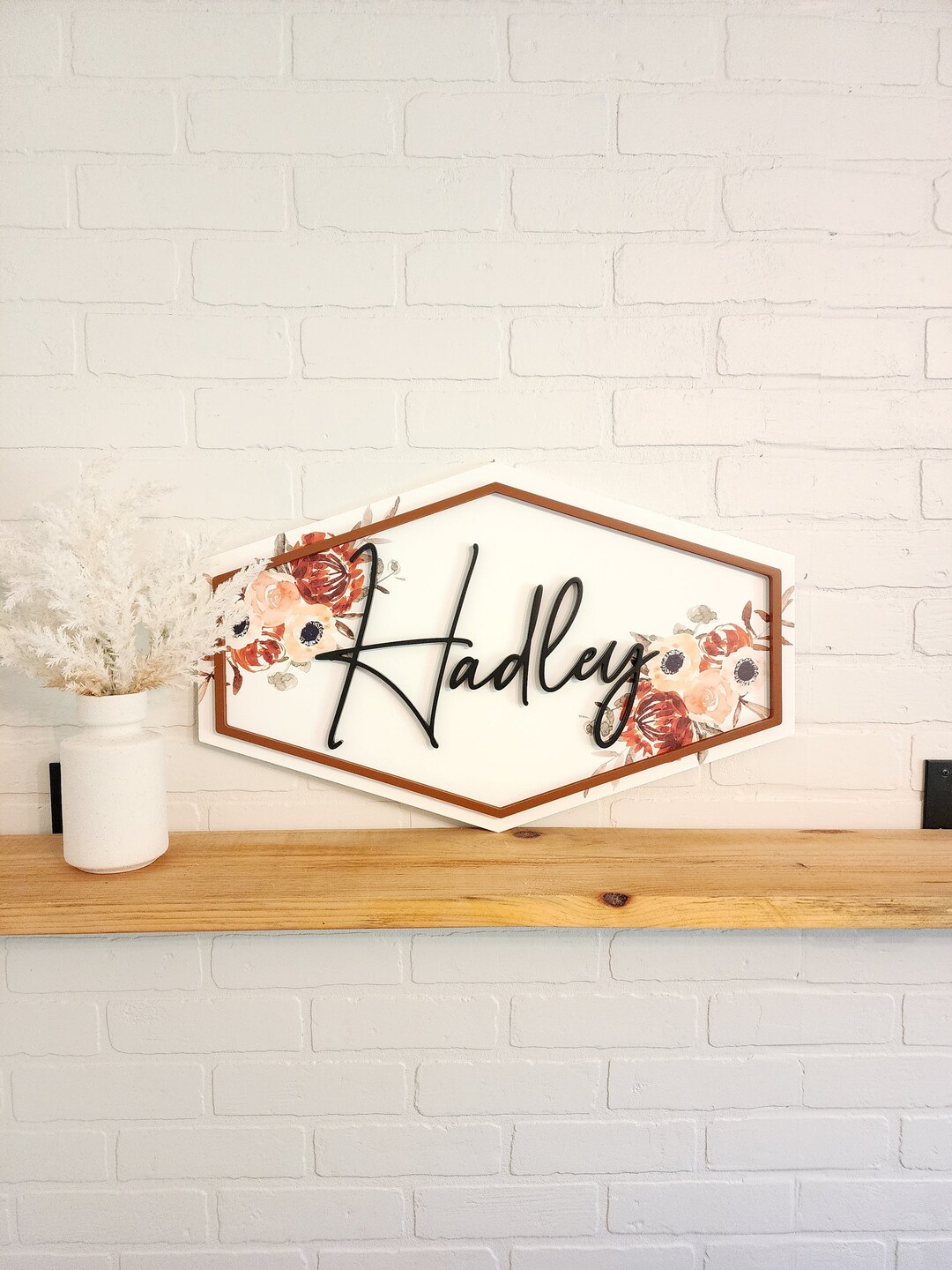 Floral Nursery Name Sign: Custom Wood Baby Girl Decor - Etsy