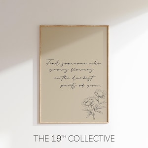 Encontre alguém que cultive flores Impressão, Impressão floral, Arte de parede com letras, Letras de música country, Decoração de quarto neutra, Placas de quarto, Digital