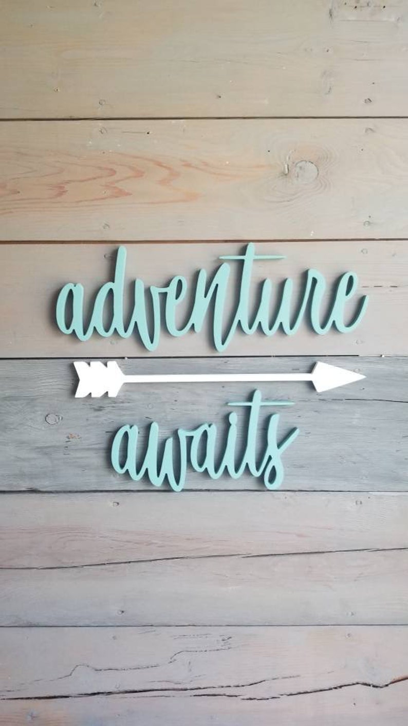 Adventure Awaits Sign Wood Adventure Sign Arrow Wall Decor Etsy