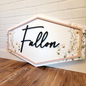 Wildflower Name Sign, Wildflower Nursery Decor, Nursery Name Sign, Wooden Name Sign, Baby Shower Gift, Crib Signs, Wood Name Sign image 5