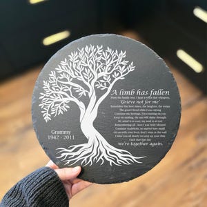 Personalized Memorial Stone - A Limb Has Fallen Poem - Bereavement Gift - Sympathy Garden Stone - Headstone Tribute - Memorial Plaque