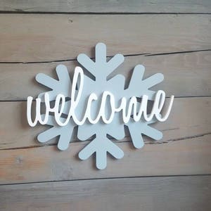 Winter Door Hanger, Snowflake Door Hanger, Snowflake Sign, Winter Door Decor, Holiday Door Sign, Winter Wreath, Winter Signs, Wood Snowflake image 2