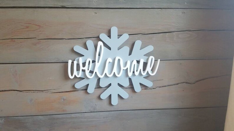 Winter Door Hanger, Snowflake Door Hanger, Snowflake Sign, Winter Door Decor, Holiday Door Sign, Winter Wreath, Winter Signs, Wood Snowflake image 2