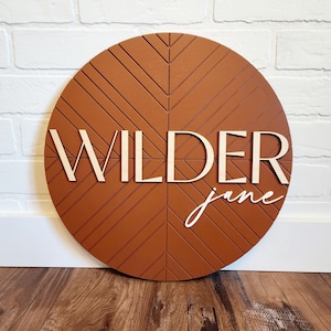 Modern Nursery Name Sign For Girl, Personalized Name Sign, Wooden Baby Name Sign, Custom Name Sign , Round Name Sign, Boho Nursery Decor