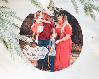 Personalized Family Photo Christmas Ornament, Christmas 2021 Gift, Stocking Stuffer, Photo on Wood, Custom Photo Ornament, Wood Ornament