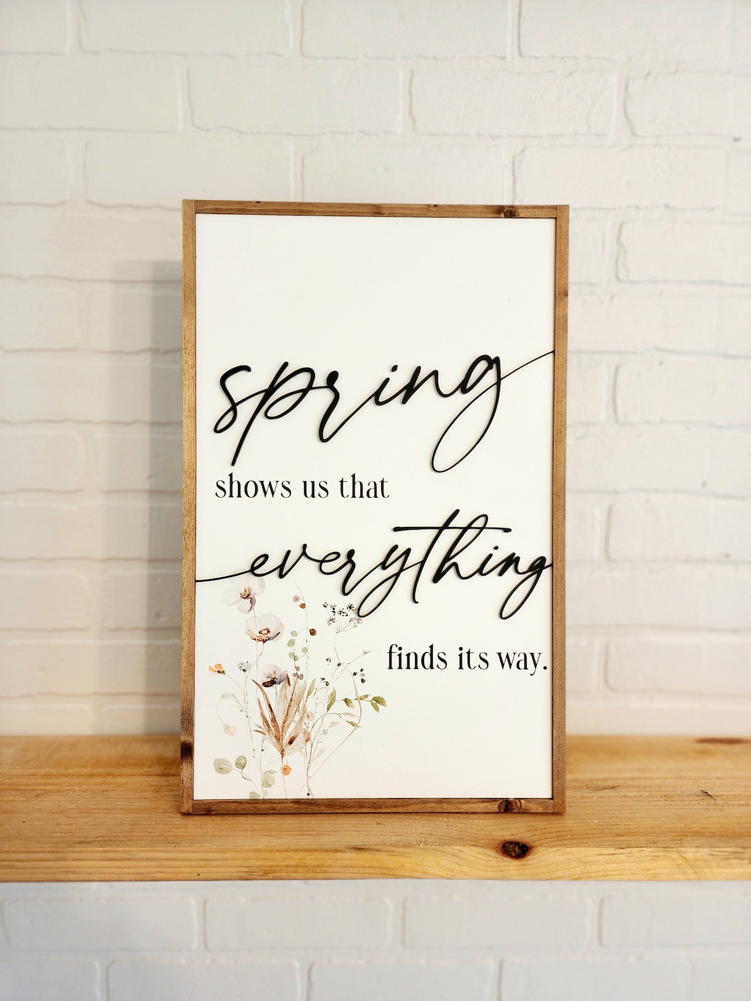 Floral Spring Sign: Watercolor Style, 3D Text, Farmhouse Decor - Etsy