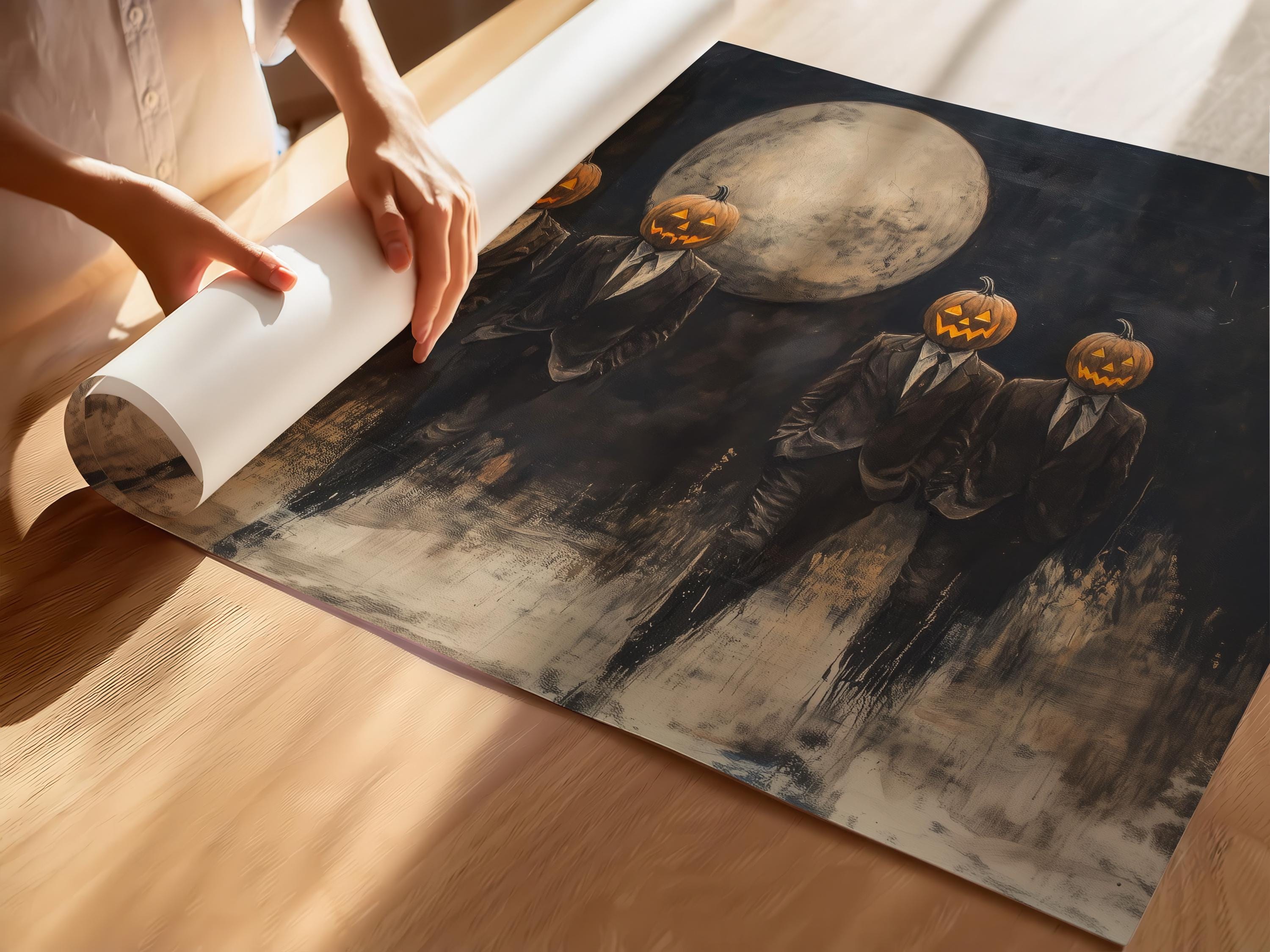 Spooky Jack O Lantern Print, Halloween Wall Art, Halloween Canvas ...