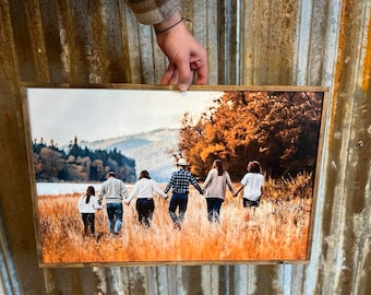 Photo On Wood, Family Portrait Print, Framed Photo on Wood, Custom Printed Photo, Wedding Photo On Wood - Paper Photo Print