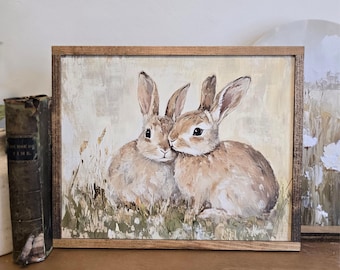 Vintage Bunny Art Print: Rustic Farmhouse Decor, Spring Wall Art