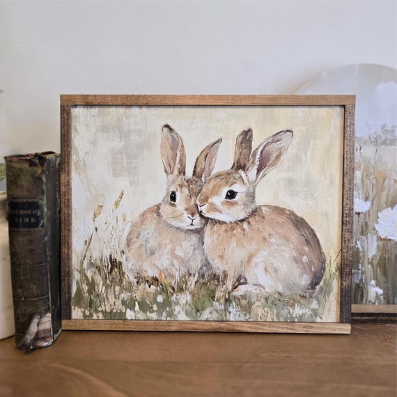 Vintage Bunny Art Print: Rustic Farmhouse Decor, Spring Wall Art