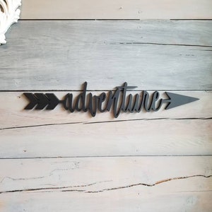 Adventure Sign, Arrow Wall Decor, Wood Arrow Sign, Travel Decor, Playroom Decor, Adventure Arrow Sign, Travel Sign, Nursery Decor, Boho