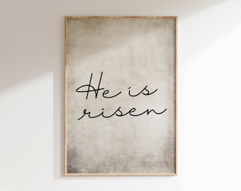 He Is Risen Print, Easter Wall Art, Spring Wall Art, Christian Wall Art, Easter Printable, Religious Wall Art, Spring Printables, Digital