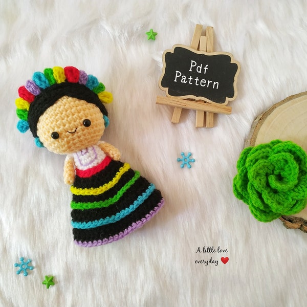 Amigurumi Mexican doll pattern / Mexican doll crochet / Crochet doll pattern / Kawaii Mexican doll / Cute crochet dolls /