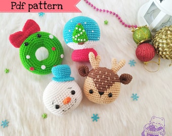 Crochet Christmas ornaments / christmas ornament pattern/ croceht snowglobe / crochet snow man/ crochet reindeer / amigurumi ornaments