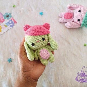 Spring bunny amigurumi pattern / easter bunny amigurumi / crochet bunny pattern / easter crochet / bunnny with frog hat image 5