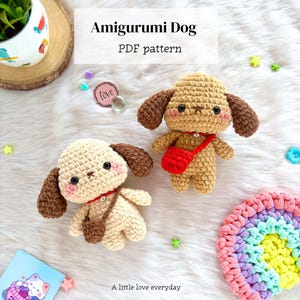 Patrón de amigurumi de perro en PDF / Patrón de ganchillo de cachorro / Peluche de animal kawaii / Descarga instantánea