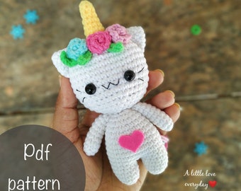 Amigurumi Caticorn pattern/ Crochet pattern/ Caticorn pattern/ Unicorn pattern/ Amigurumi cat pattern