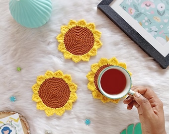 Schema per sottobicchiere all'uncinetto con girasole: semplici termini statunitensi (PDF)