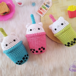 Boba cat amigurumi pattern / kawaii amigurumi pattern / bubble tea amigurumi pattern / cat amigurumi pattern / kawaii amigurumi food pattern