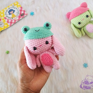 Spring bunny amigurumi pattern / easter bunny amigurumi / crochet bunny pattern / easter crochet / bunnny with frog hat image 4
