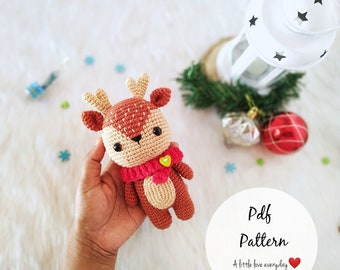 Amigurumi reindeer pattern/ christmas crochet pattern/ crochet reindeer/ cute reindeer/ kawaii amigurumi pattern