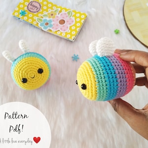 Rainbow bee amigurumi pattern/ amigurumi bee pattern/ crochet bee/ kawaii bee/ cute amigurumi pattern/ rainbow bee crochet