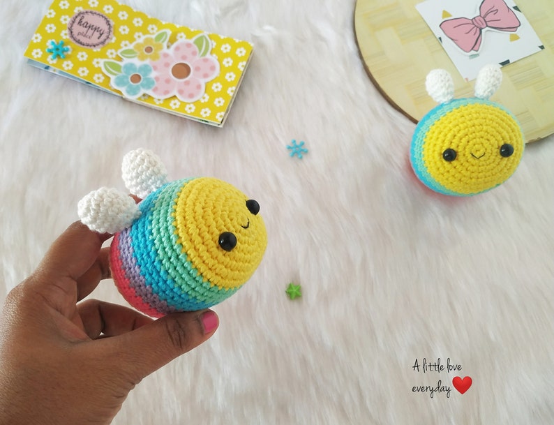 Rainbow bee amigurumi pattern/ amigurumi bee pattern/ crochet bee/ kawaii bee/ cute amigurumi pattern/ rainbow bee crochet image 5