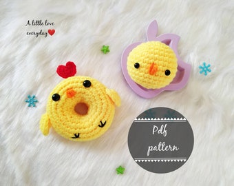 Amigurumi chicken donut pattern/ amigurumi chick pattern/ easter crochet pattern/ amigurumi pattern/ amigurumi doughnut pattern