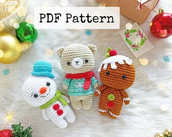 3 in 1 Christmas amigurumi pattern pack/ Snowman amigurumi pattern / Gingerbread amigurumi pattern / Winter bear amigurumi pattern