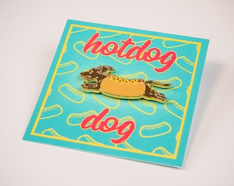 HotDog Dog Enamel Pin // Dog in a bun