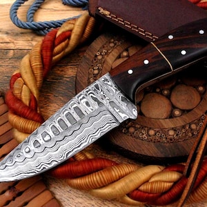 Damascus knife Damascus hunting knife Medieval knife, belt knife, hand-forged 6118EA
