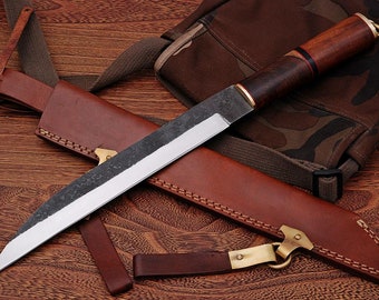 Couteau de travail médiéval celtique Viking gaine en cuir de bois dur Style Sax MAQ1719