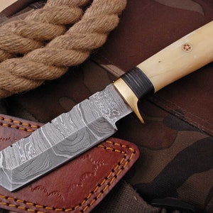 Damascus knife Damascus hunting knife Medieval knife, belt knife, hand-forged 4341