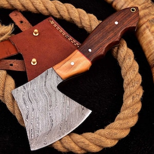 Custom handmade damascus steel Ax Rose wood trade Ax MAQ2418