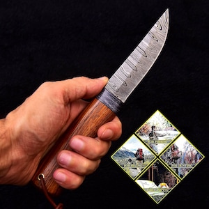 Damascus knife Damascus hunting knife medieval knife incredibly beautiful blade grain 747EA