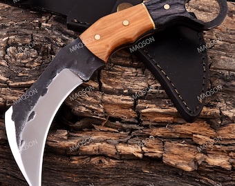 Custom Handmade Damascus Steel Hunting Knife, Karambit Knife, Hunting Skinner, Medieval Knife, Belt Knife, MAQ1311