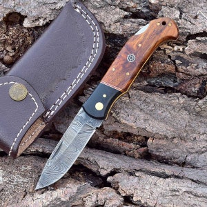 Damascus Pocket Knife Handmade Folding Knife Damascus Damascus 6049EA