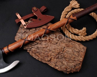 Custom Steel Viking Axe, High Carbon Steel Axe with Sheath, Viking Axe MAQ2612