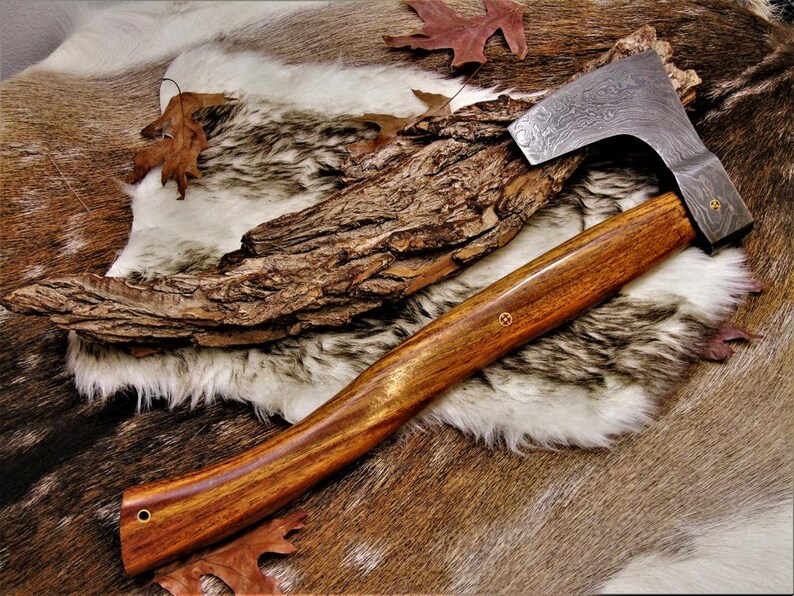 Viking Axe Damask Steel With Sheath Hand Forged Medieval Axe Etsy