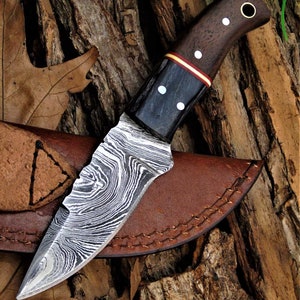 Damascus knife Damascus hunting knife Medieval knife, belt knife, hand-forged 1055EA