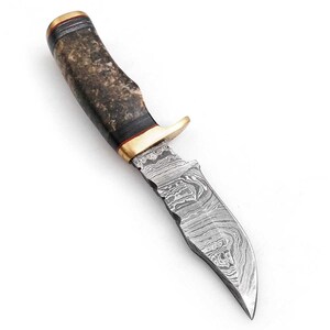 QueenClass Gürtelmesser/Jagdmesser Special Edition,372 Schichten Handgeschmiedetes Damast Messer Mit Rindsleder Scheide In Holzbox