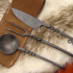 Medieval cutlery set, hand-forged 4268 DHL Express 1 to 3 Working days