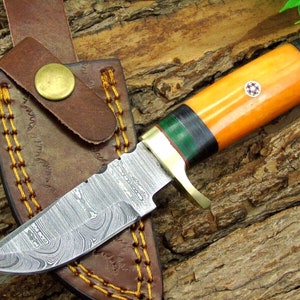 Damascus knife Damascus hunting knife Medieval knife, belt knife, hand-forged 5014EK